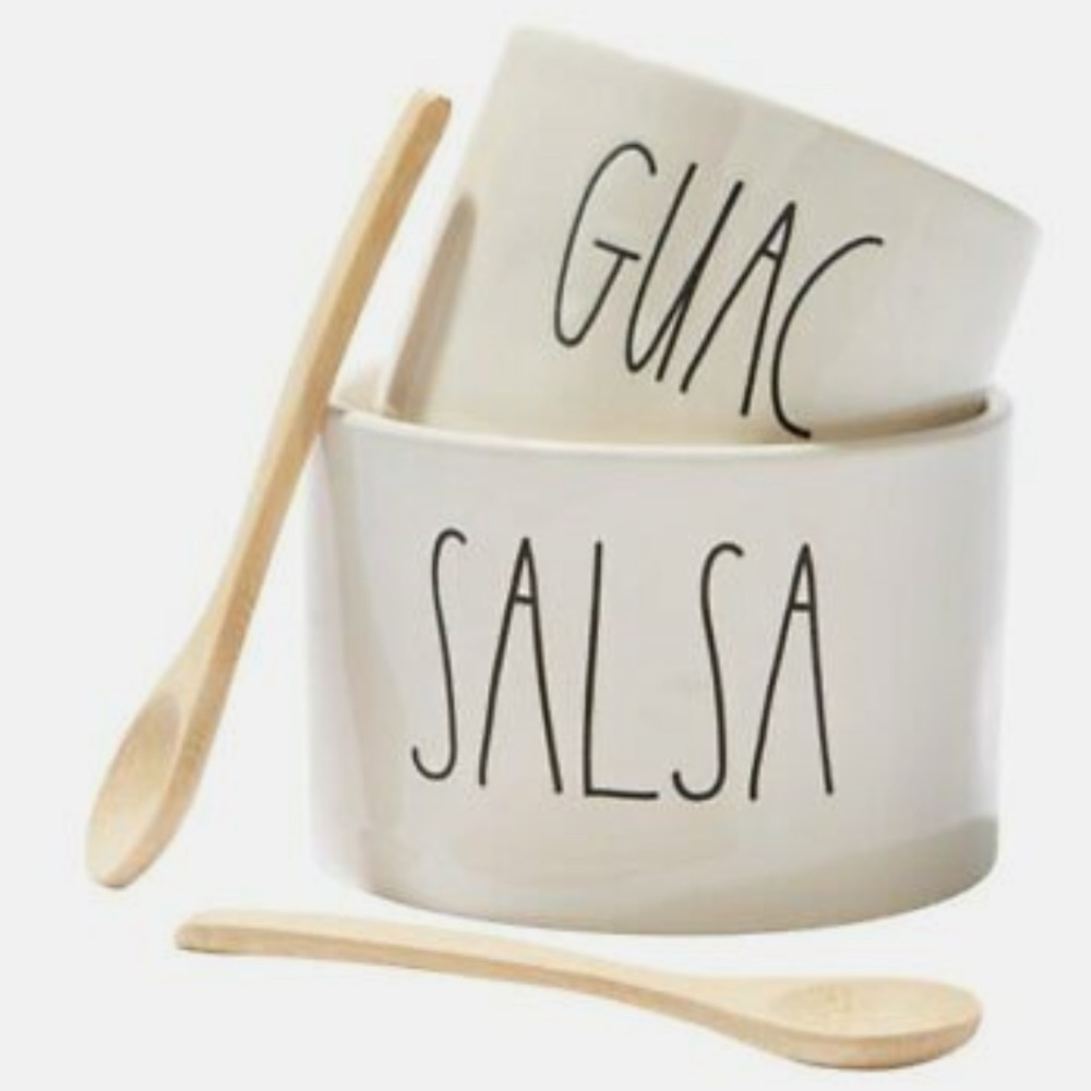 RAE DUNN Salsa/Guac Bowls with Wooden Spoons - Picture 5 of 12